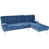Mendler Divano letto angolare con penisola sofà reclinabile HWC-K22 legno velluto blu