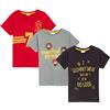 Harry Potter Confezione da 3 magliette per bambini a maniche corte Hogwarts Top Ron Hermione Quidditch, Multi, 7-8 Anni