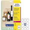 AVERY Cartellini stampabili bordi lisci Ø60mm 10fg(12cart/fg) bianco Avery
