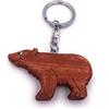 H-Customs Ciondolo portachiavi realizzato a mano in nobile legno di Grizzly Real, animale dolce orso bruno