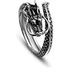 Dankadi Anello drago regolabile in argento Sterling 925, anello aperto con animali vintage, misura regolabile Rock Punk Hip Pop regalo gioielli festa di compleanno per uomo donna