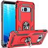 Fetrim Custodia per Galaxy S8, Cover PC TPU Cassa Shell Supporto di Anello Rotante Case per Samsung Galaxy S8 Rosso