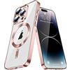 IMEIKONST Cover Magnetica per Samsung Galaxy S21, Compatibile con Ricarica Wireless MagSafe, Custodia Paraurti Antiurto Retro Antigraffio Trasparente Protezione per Samsung S21. Oro rosa YIX