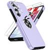 LeYi Cover per Samsung A55 con Vetro Temperato e Protezione Fotocamera[2 Pack], Custodia Anello Supporto Antiurto TPU Silicone Bumper Case Silicone Custodie per Samsung Galaxy A 55 5G, Viola