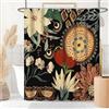 Uiiooazy Tenda Doccia Antimuffa, Tenda da Doccia 240x180cm Tropicale Boho Chic Astratta Foglie Verde Fiori Rossi Tende da Bagno Tessuto Lavabile Impermeabile Tende per Vasca da Bagno con 12 Anelli