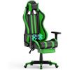 XMTECH Sedia da gaming, massaggio da gioco, sedia da ufficio, ergonomica, con vibrazione, cuscino lombare, poggiapiedi, poggiatesta, sedia girevole regolabile in altezza, colore: verde