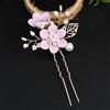 Wambere 4 forcine per capelli da sposa, per matrimonio, con perle e fiori, a forma di U, in cristallo, per spose, damigelle, ragazze, colore viola B