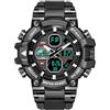 Forrader Orologio sportivo digitale da uomo, orologi sportivi analogici in lega colorata, orologio da polso militare impermeabile 50M con luce posteriore a LED a due fuso orario cronometro allarme