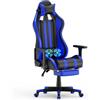 XMTECH Sedia da gaming, massaggio da gioco, sedia da ufficio, ergonomica, con vibrazione, cuscino lombare, poggiapiedi, poggiatesta, sedia girevole regolabile in altezza, colore blu
