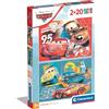 Clementoni- Disney Cars Supercolor Cars-2x20 (Include 2 20 Pezzi) Bambini 3 Anni, Puzzle Cartoni Animati, Made in Italy, Multicolore, 24808