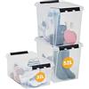 SmartStore Contenitori di plastica rinforzata e trasparenti con coperchio, confezione da 2 scatole da 52L e 1 da 32L, adatte per alimenti, impilabili, senza BPA, garanzia di 10 anni, 50 x 39 x 41 cm