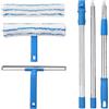 Mitclear Lavavetri con Manico Telescopico(146cm), 2 in 1 Lava Vetri con Tergivetro in Silicone e Lavavetri in Microfibra, Strumenti per la Pulizia dei Vetri per Bagno, Doccia, Auto, Vetro, Finestre