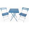 Camillo Rigamonti srl CRO Set pieghevole in ferro composto da 2 sedie e 1 tavolo quadrato - colore: blu - sedie: 40x44 h.78 cm - tavolo: 55x55 h. 70 cm