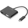 DIGITUS USB Type C to HDMI + VGA Adapter 4K/30Hz / Full HD 1080p, black