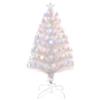 DecHome Albero di Natale h. 90 cm con Luci LED Colorate e Fibre Ottiche 90 Rami Base in Metallo Pieghevole Bianco - 821DH90