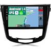 YUNTX Android 14 2 Din Radio con navigazione per Nissan X-Trail Qashqai j11 Rouge 2014-2018: [Integrato CarPlay/Android Auto/DSP/GPS]-IPS 2.5D 10.1"Touch screen-DAB/Bluetooth 5.0/Controllo del volante
