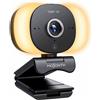 Simpletek Webcam Full Hd 1080p 60fps Con Anello Led Illuminazione 3 Colori Microfono Pc_