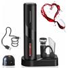 ZOYIDOUX Apribottiglie elettrico ricaricabile 7 in 1 set regalo, Cavatappi per vino con base, Versatore, Tappo in silicone per vuoto, Tagliapasta stagnola, Tappi per champagne, Linea USB