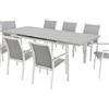 NATERIAL Set tavolo e sedie Las Vegas NATERIAL in alluminio per 6 persone, bianco