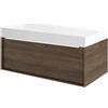 SENSEA Mobile bagno sospeso con lavabo L 90 x H 32 x P 48 cm rovere noce per vasca centrale Neo Frame