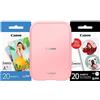 Canon Zoemini 2 stampante fotografica portatile a colori a batteria rosa + carta fotografica ZINK 5x7,6cm + carta adesiva Zink 3,3cm
