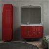 Baden Haus Mobile bagno sospeso rosso lucido 105 cm con specchio filo lucido, colonna da 170 cm e lavabo a sinistra