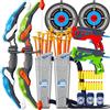Doloowee Arco e Frecce per Bambini, Tiro con L'Arco per Bambini con Luci LED-Include Arco，Frecce，Bersaglio，Giocattoli per Interni ed Esterni per Bambini da Esterno per 4 5 6 7 8-12 Anni（Blu+Verde）