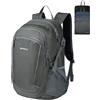 WATERFLY Zaino pieghevole da trekking, 28 l, zaino pieghevole, leggero, zaino pieghevole con scomparto bagnato, per attività all'aperto, escursioni, viaggi, campeggio, uomo e donna, grigio scuro, L,