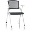 HJH Office sedia visitatore pieghevole PRIORITY II W sedia da conferenza in tessuto con portata fino a 150kg con rotelle, schienale in rete, grigio