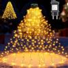 Dekofun Luci Natale Albero 400 LED 2Mx16 Fili Mantello Luci Albero di Natale, 8 Modalità Luci Albero di Natale a Cascata con Anello, Impermeabile Luminarie Natalizie per Interno Esterno Decorazioni