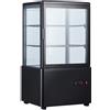 Ristoattrezzature Frigo vetrina bibite pasticceria refrigerata 4 lati in vetro nera 58 lt +2 +10 °C 44,7x40x81,9h cm