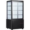 Ristoattrezzature Frigo vetrina bibite pasticceria refrigerata 4 lati in vetro nera 78 lt +2 +10 °C 44,7x40x96,9h cm