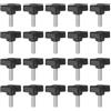 QUARKZMAN 20pz Manopole a T con Viti a Testa Alare M6x16mm Manopole a T Plastica Filettatura Maschio standard Maniglie Manopole Serraggio a mano Vite a testa Zigrinata, Nero