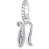 GLOWDAS Lettera N Charms Alfabeto Ciondolo, 925 Argento Sterling Iniziale n Pendente CZ Perlina Fit Pandora Nome Collana Braccialetto con Letra, Regali per Nana/Novembre Compleanno/Infermiera/Nipote