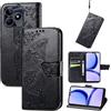 JIUNINE Cover per Realme C53 / Realme C51 / Realme Note 50, Custodia Interno TPU Antiurto Portafoglio con Disegni di Farfalla [Carta Fessura] [Supporto Stand] Cover Libro in PU Pelle, Nero