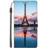 EuoDuo per Samsung Galaxy A50 Cover Portafoglio in PU Pelle Custodia Libro Magnetica Antiurto Completa Protettiva Flip Caso Wallet Case Disegni di Elegante Parigi