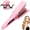 LIROPAU Arricciacapelli, 2 Tubi Piastra Onde Ferro Arricciacapelli, 32mm per Acconciature Effetto Riccio e Ondulati Temperatura Regolabile Ondulata Ferro Arricciacapelli Professionale Ceramica (Rosa)
