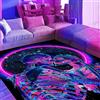 HOLAVIDA HOLAVADA Tappeto Bacio del Teschio Luce Nera, Gothic per Camera da Letto, Tappeto Scheletro UV Reattivo, Decorazione Luminosa Antiscivolo 180x120cm