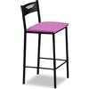 ASTIMESA - Sgabelli da cucina alti rivestiti con schienale - Struttura nera e seduta in ecopelle - Colore seduta: rosa. Contenuto della confezione: 1 pezzo - Misure: 90 cm (altezza totale)