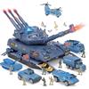 KADAYAYA Carro Armato Giocattolo, Giocattolo Carro Armato Missilistico con 6 Giocattoli dell'esercito e 8 Soldatini, Giocattoli Militari con Luci e Suoni per Ragazzi di 3 4 5 6 7Anni(Blu)
