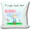 Generico Cuscino con bambino bambina palloncini con frase per mamma papà nonna nonno maestra zia nonni idea regalo solo federa o con imbottitura 40x40 cm