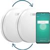 Aroha Smart Connect & Link Rilevatore di Fumo Collegabile e WiFi - Batteria da 10 Anni, Sensore Fumo WiFi Con App Tuya & Smartlife - Allarme Anticendio - 2 pezzi