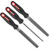 Hi-Spec Lime, Set Lime per Ferro e Lime ad Ago in Acciaio al Carbonio per Sbavare e Sagomare Metallo/Legno, con Spazzola e Astuccio con Cerniera, 3 Pezzi