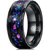 Three Keys Jewelry Anelli da uomo e donna in tungsteno 8 mm serie Galaxy imitato meteorite intarsio opale sintetico unisex fedi nuziali, O 1/2(55.7mm), Tungsteno, Nessuna pietra preziosa