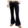 Fuzzdandy Da Uomo Retrò Nero Fondo Campana Hippie Cotone A Zampa Anni 60 Pantaloni - Nero, Nero, 36W x 34L