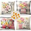 Serento Confezione da 4 Decorativi Copricuscini Fodere Lino Biancheria 50x50cm Quadrate per Cuscino Moderni Decor Impermeabili Esterno Copricuscini Estate Fiore Federe Cuscini per Divano Sedia Camera da Letto