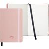Unipapel Taccuino con copertina rigida | con gomma verticale di chiusura, angoli arrotondati, in ecopelle, colore rosa, con fogli lisci, copertina rigida, formato A6, 80 fogli