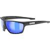 uvex sportstyle 706, occhiali sportivi unisex, specchiato, campo visivo privo di appannamenti, black matt/blue, one size