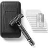 Störtebekker Shaving Accessories Störtebekker® Rasoio di Sicurezza in astuccio in pelle fatto a mano [con 10 lamette Störtebekker] Set di rasatura effetto vintage - Rasoio a umido di prima qualità - rasoio barba uomo (Nero - Nero)