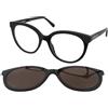 Love Moschino MOL058/CS 807/70 | Occhiali da Vista con Clip da Sole | Plastica | Tondi | Nero | Adrialenti